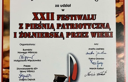 dyplom uczennicy za udział w konkursie poezji śpiewanej