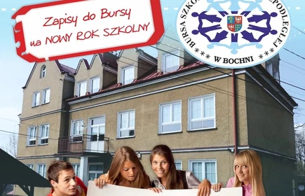 plakat informujący o rekrutacji do bursy na nowy rok szkolny