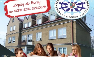 plakat informujący o rekrutacji do bursy na nowy rok szkolny